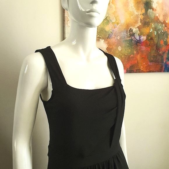 Esprit Size M Solid Black Square Neck Sleeveless Knit Dress - Picture 8 of 11
